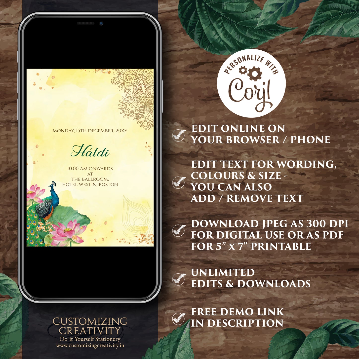 Indian Wedding invitation Digital Hindu Wedding card, Indian wedding invite Gujarati Kankotri & Hindu invitation as Hindu wedding invite