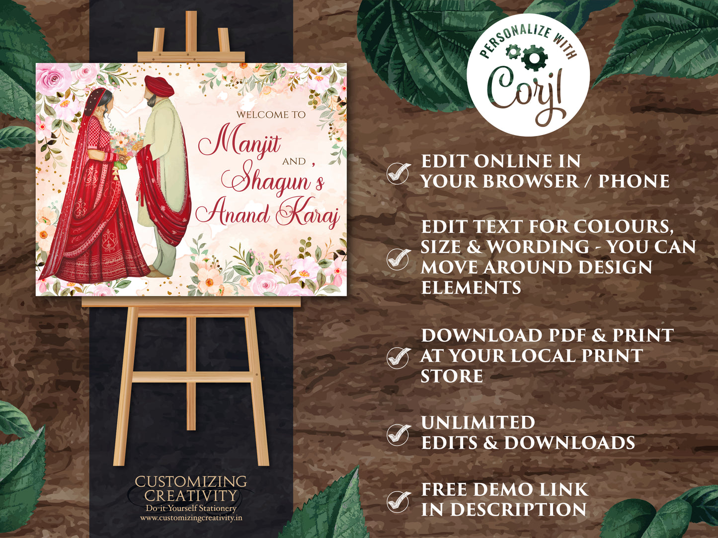 Anand Karaj Signs, Sikh Welcome Signs & Sikh Wedding Welcome Signs as Anand Karaj Welcome sign, Welcome Anand Karaj as Sikh ceremony signs