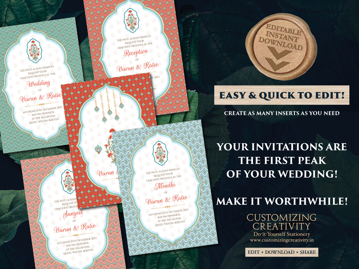 Indian wedding invitation & Wedding invites Indian, Hindu invitation Indian wedding card, Hindu Wedding Invitations as Indian Wedding invite