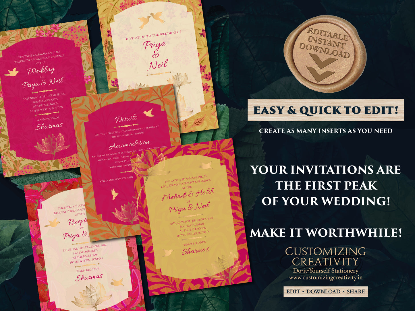 Hindu wedding card & Hindu Invites Digital, Hindu Wedding invites Indian as Indian Wedding cards Desi invites, Indian wedding invitations