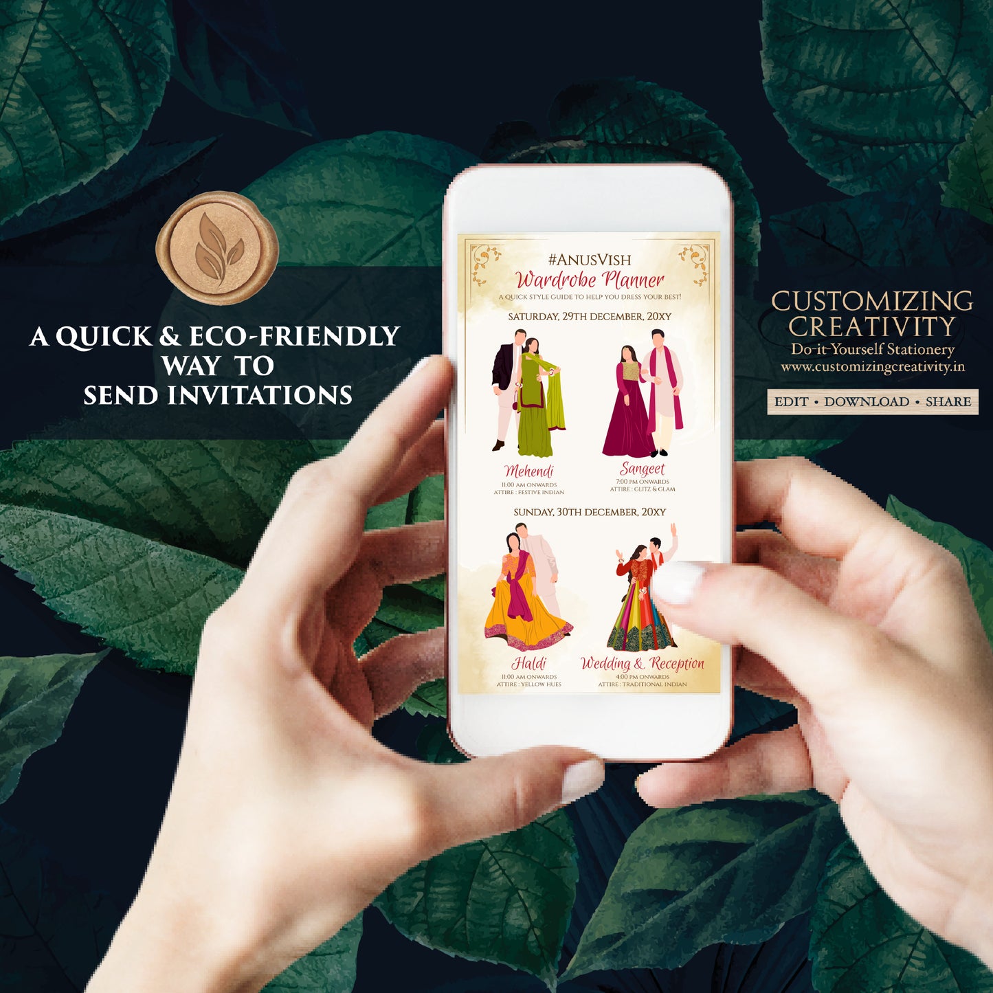 Digital Indian Wardrobe Planner Hindu Wedding Program, Indian Wedding Program & Indian wedding itinerary as Digital Indian wedding Timeline