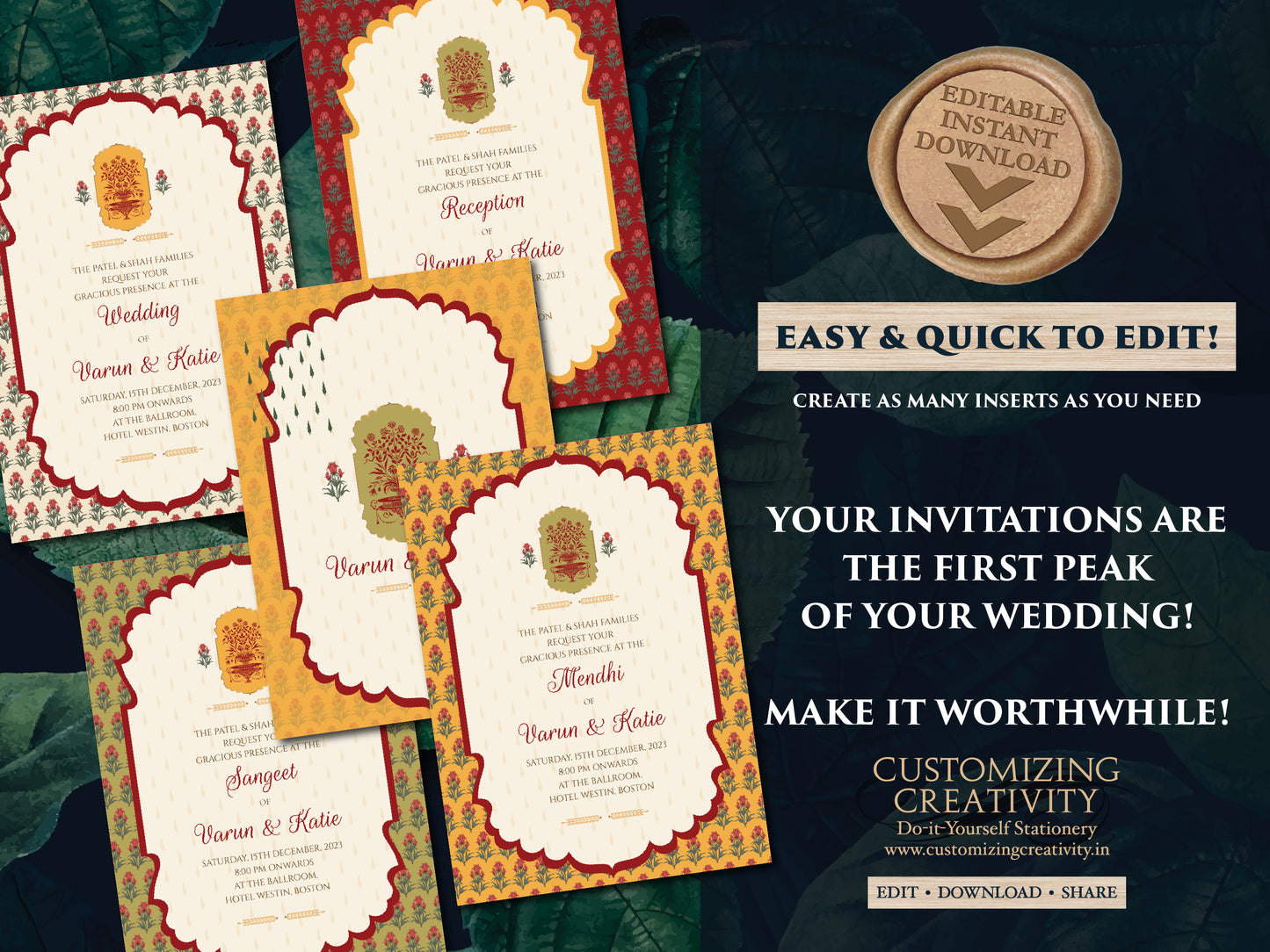 Hindu invitation Indian wedding card, Hindu Wedding Invitations as Indian Wedding invite, Indian wedding invitation & Wedding invites Indian