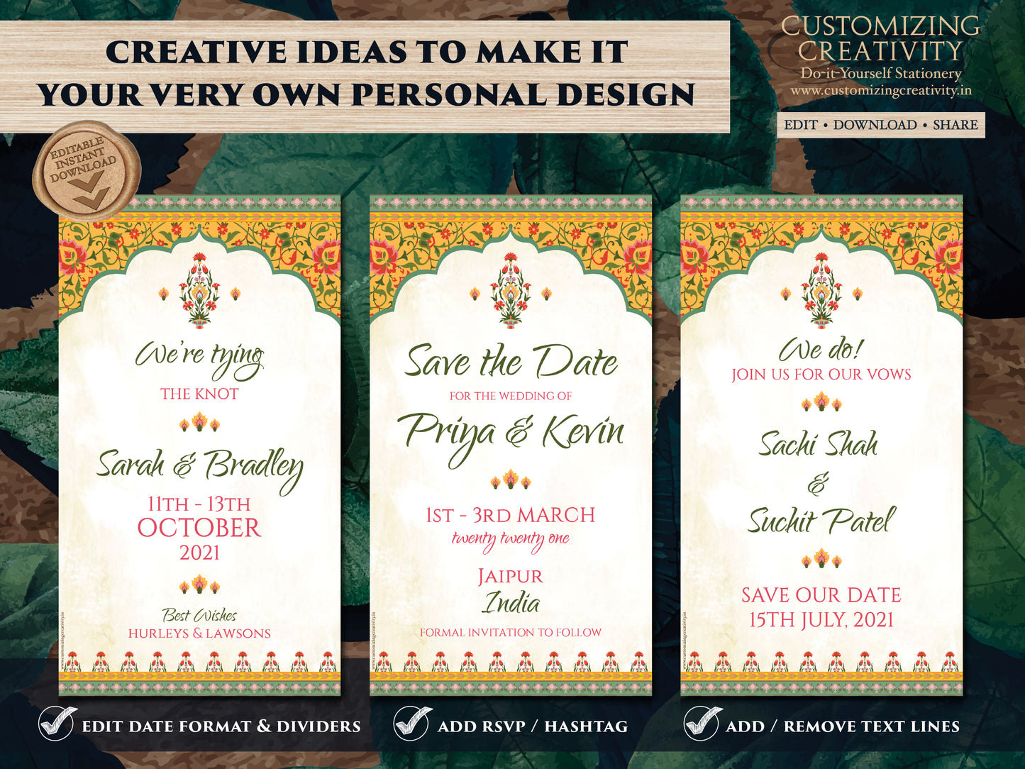 Royal Save the date card Hindu as Electronic Save the Date Muslim wedding, Nikkah Save the Date Arabic & Hindu Save the Date Indian Digital
