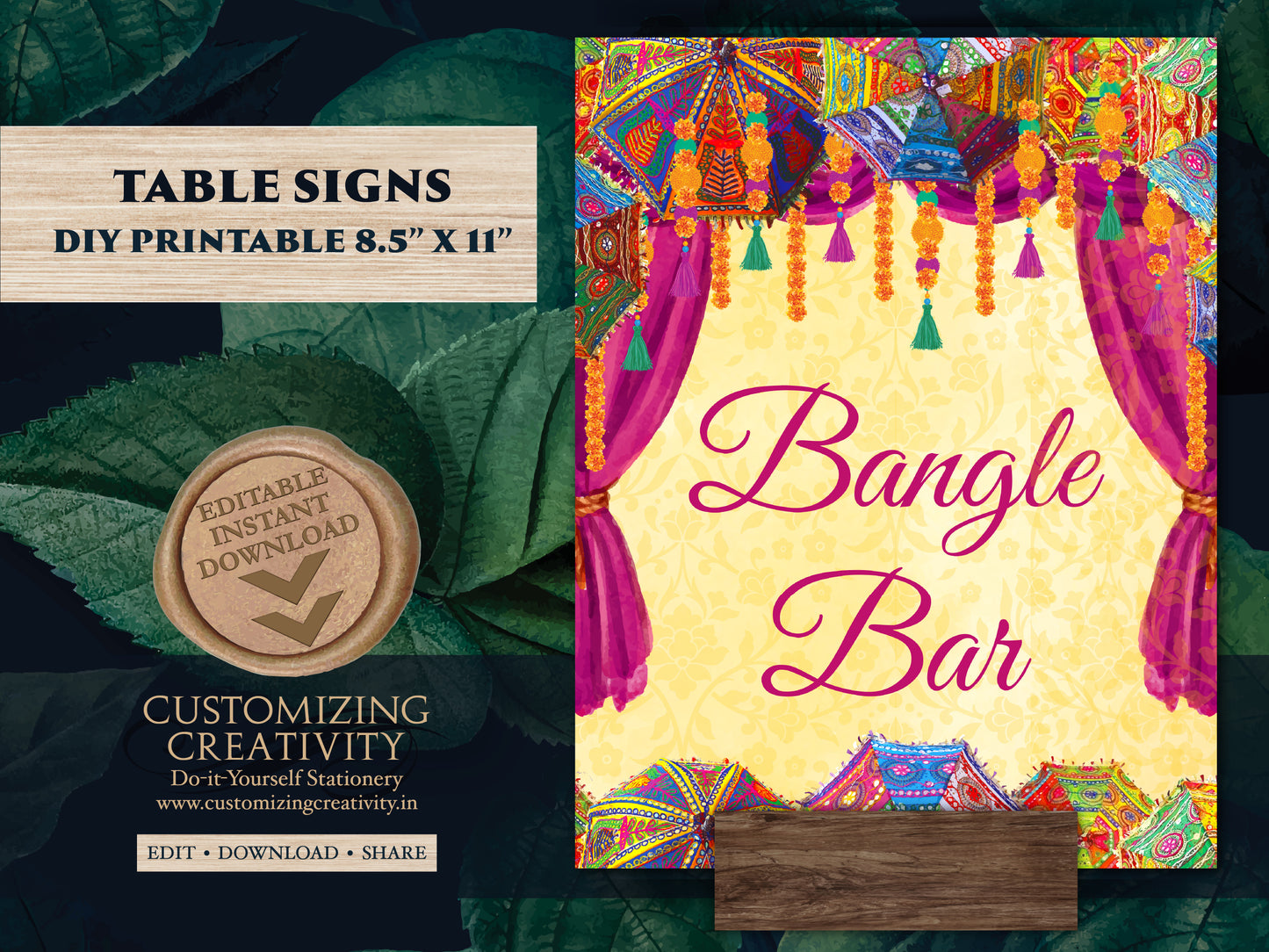 Bangle Bar signs Dholki decoration, Desi Wedding decor Bangle ceremony & Henna station sign, Mehndi decor as Dholki decor, Food station sign