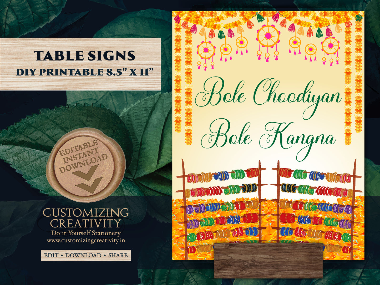 Indian Bangle bar sign Bindi Bar signs, Mehndi decoration as Bangle ceremony decor & Henna station Desi wedding, Mehndi decor as Haldi decor
