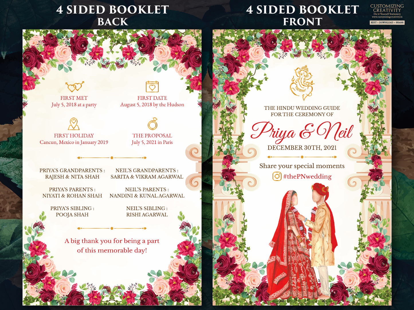 Hindu Ceremony Program & Indian Wedding program guide, Gujarati Wedding program template Hindu as Hindu Wedding guide, Hindu Wedding Program