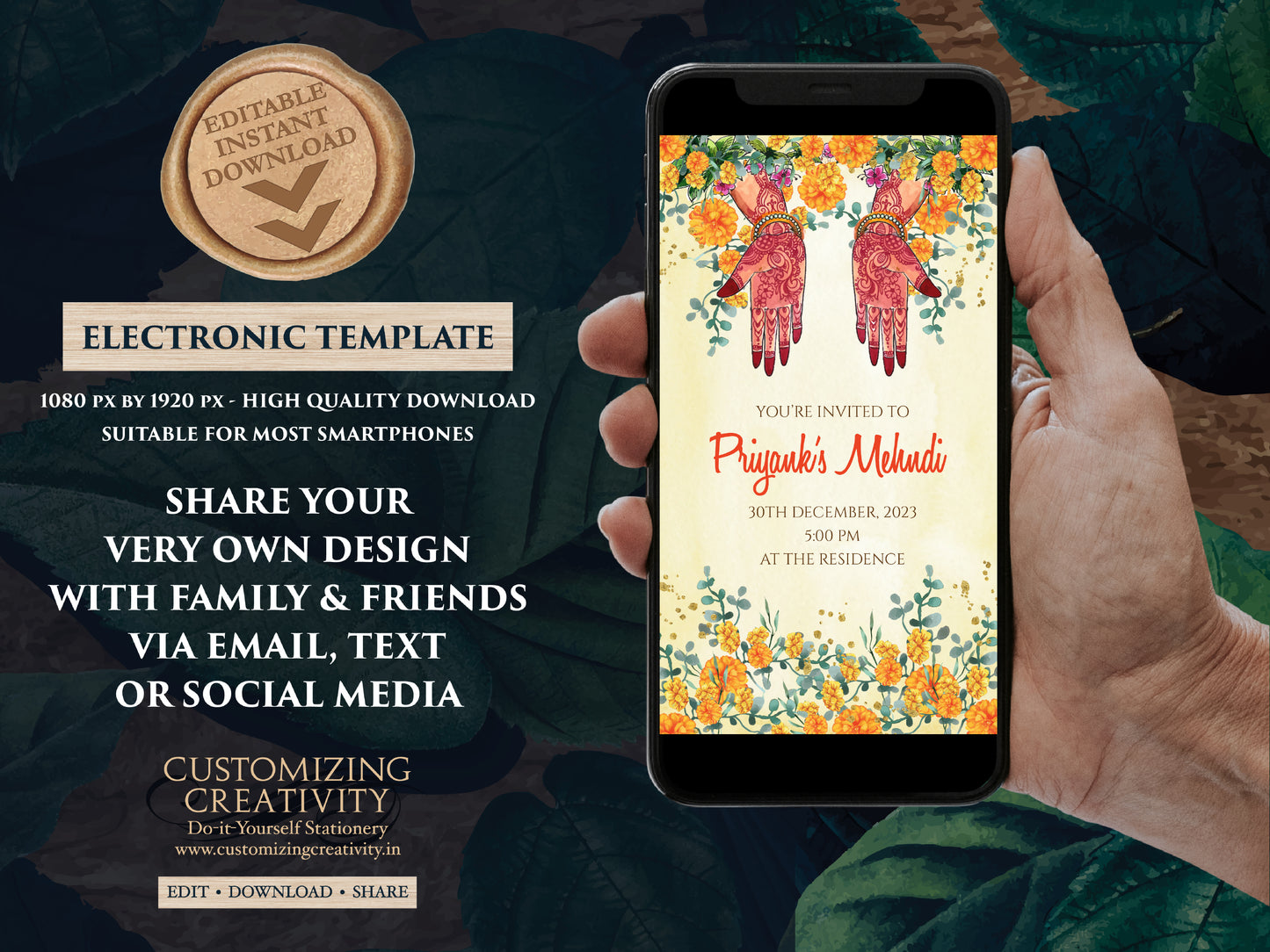Mehndi invitations as Mendhi invites, Mendhi Night invites as Mehendi invites, Digital Mehndi invites & Mehndi Invites, Mehendi invitations