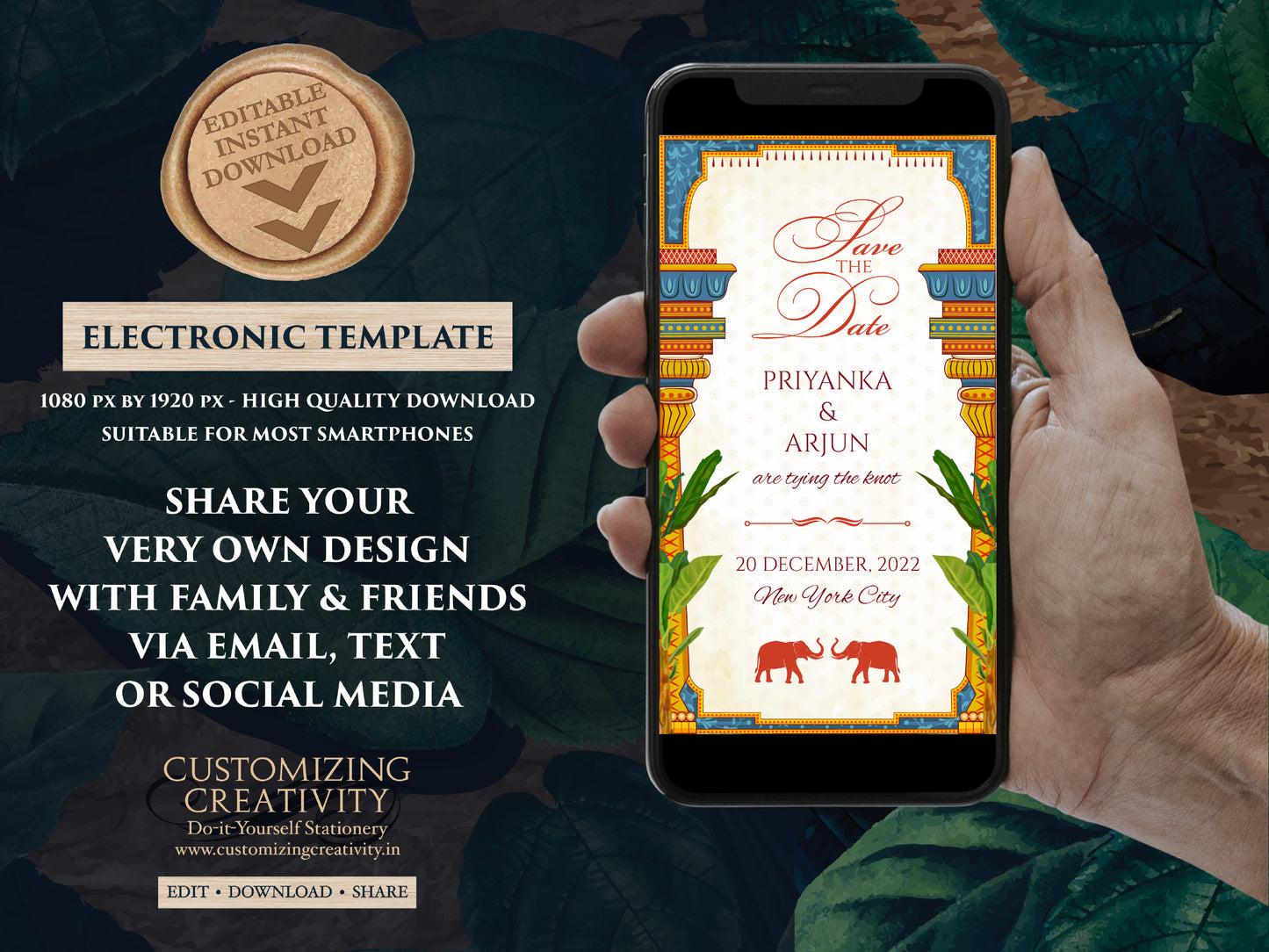 South Indian Wedding Save the date as Digital Save the date Tamil Wedding, Kalyanam Save the dates Hindu & South Indian Save the Date Telugu