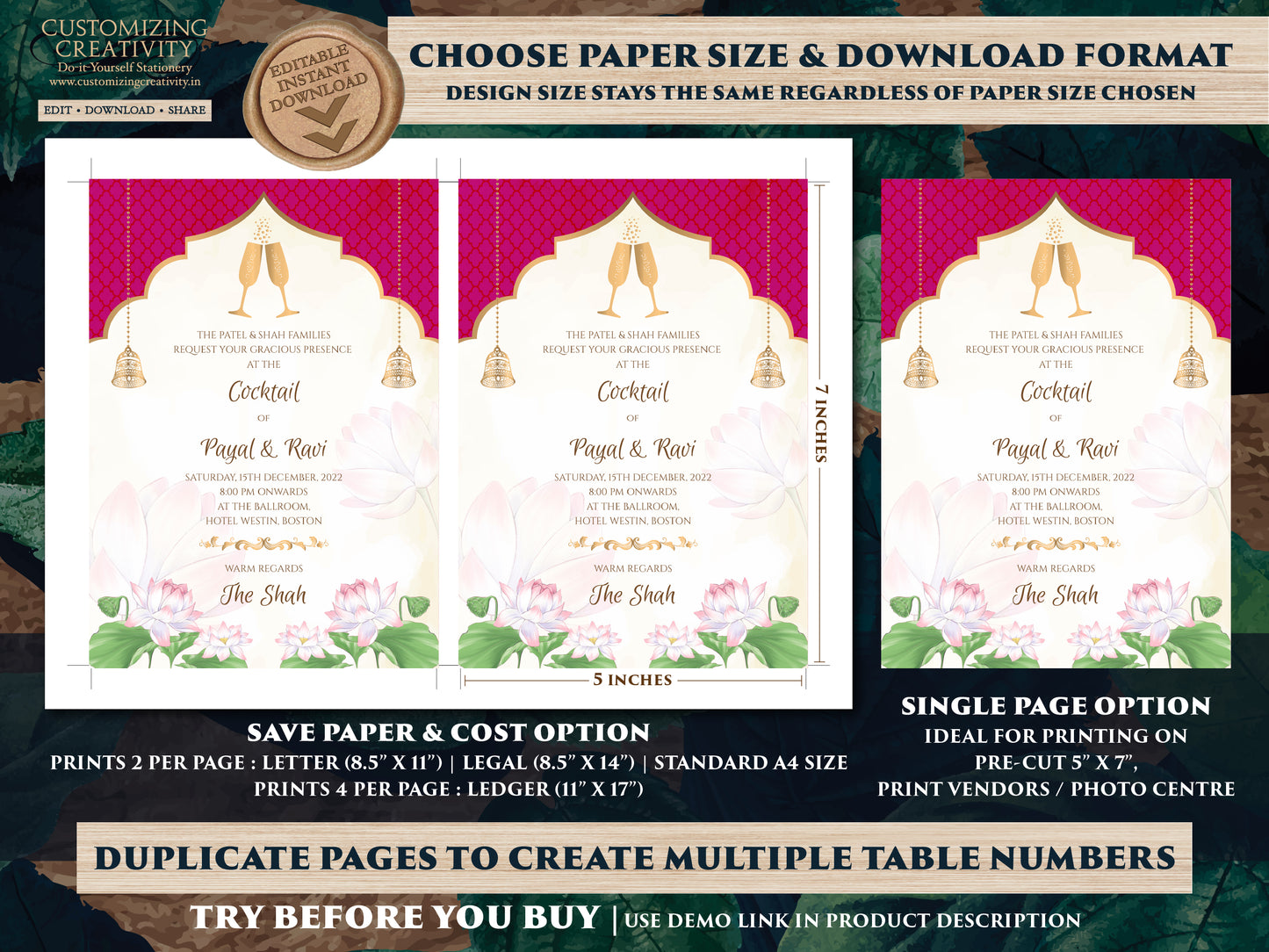 Indian invite template & Indian invitations Hindu Wedding card Indian, Indian Wedding Digital Invite as Indian Wedding invitation card Hindu