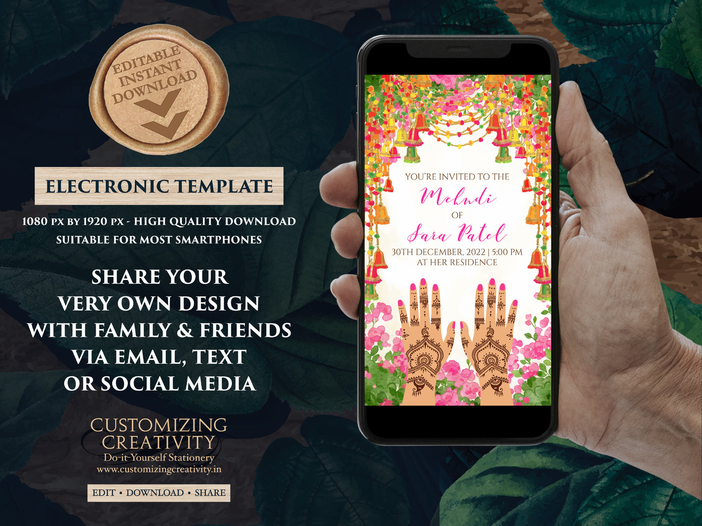 Mehendi invitations, Mehndi invitations as Mendhi invites, Henna Party invites Mehndi Invites, Mendhi Night invites & Digital Mehndi invites