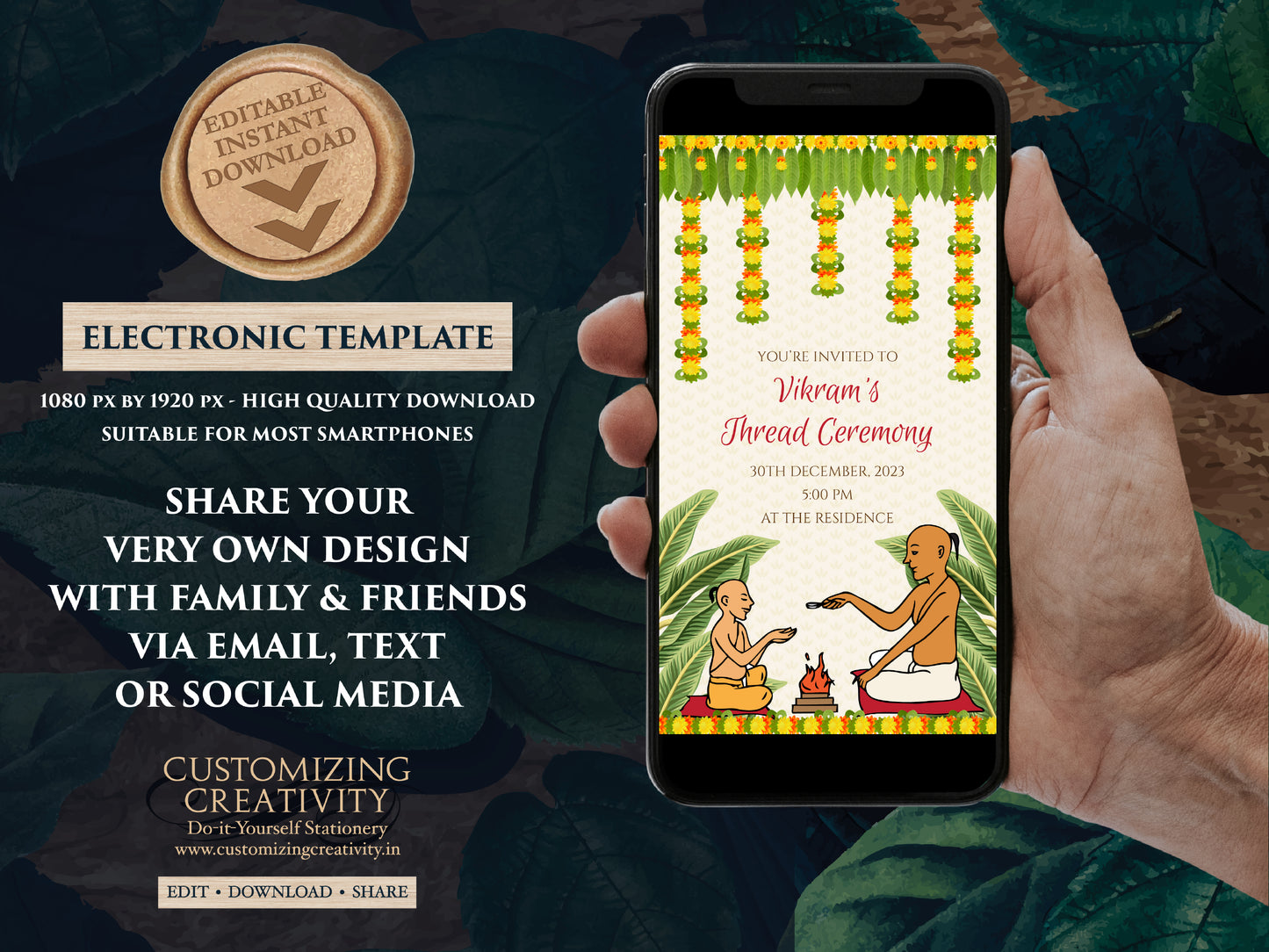 Yagnopavith cards & Thread Ceremony cards, Upanayanam invites as Thread Ceremony invitations, Upanaynam invitation as Yagnopavith invites