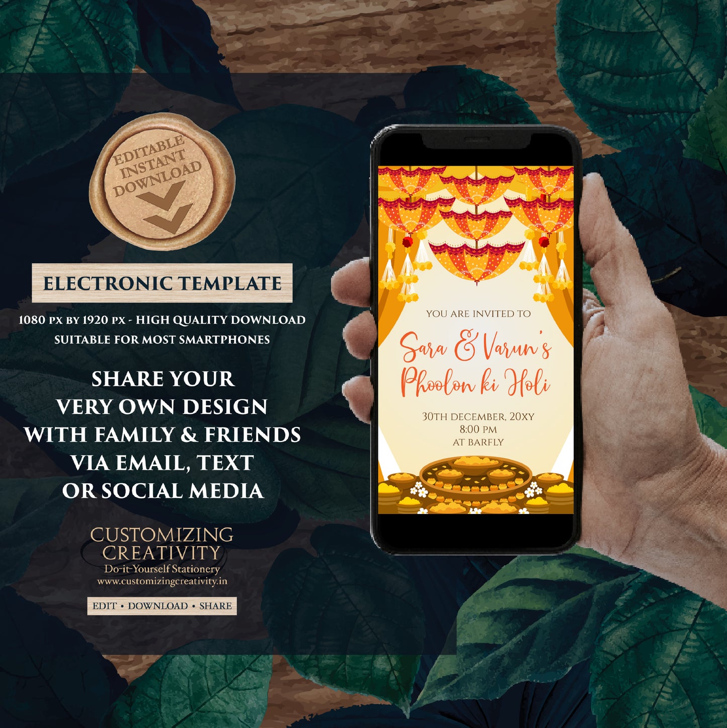 Digital Mayoun invites as Dholki invitations Mehndi invite, Haldi invitations Digital Haldi invites, Mayoun invitations & Mehndi invitations
