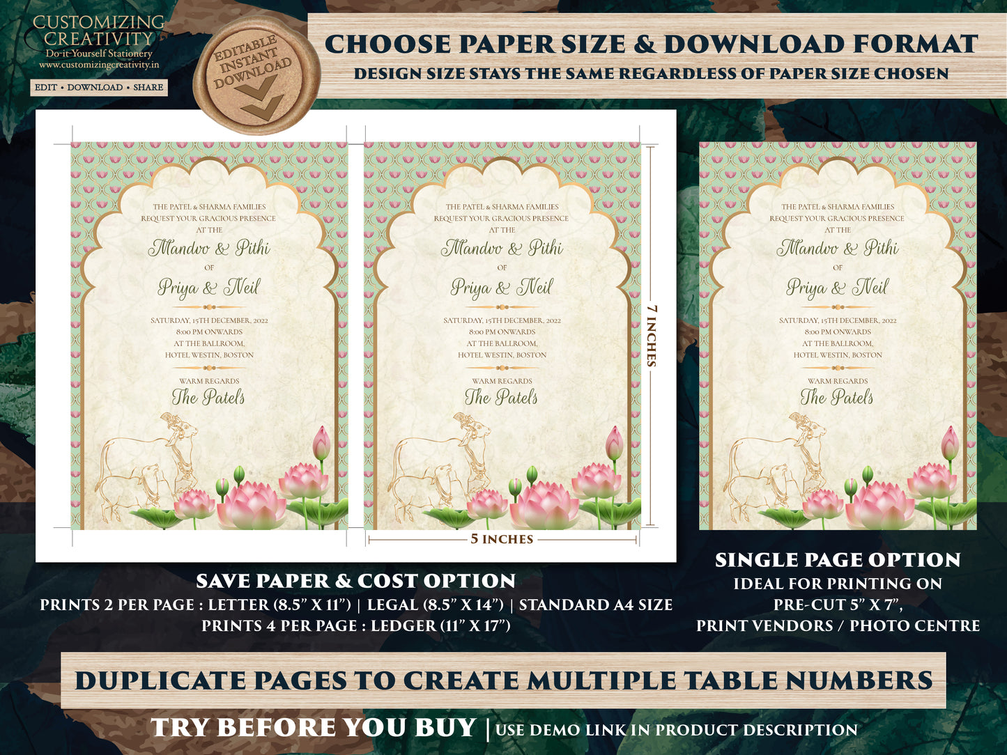 Indian invitation Hindu wedding card, Gujarati Kankotri invites & Indian Wedding Invitations as Hindu invites Indian, Wedding invites Indian