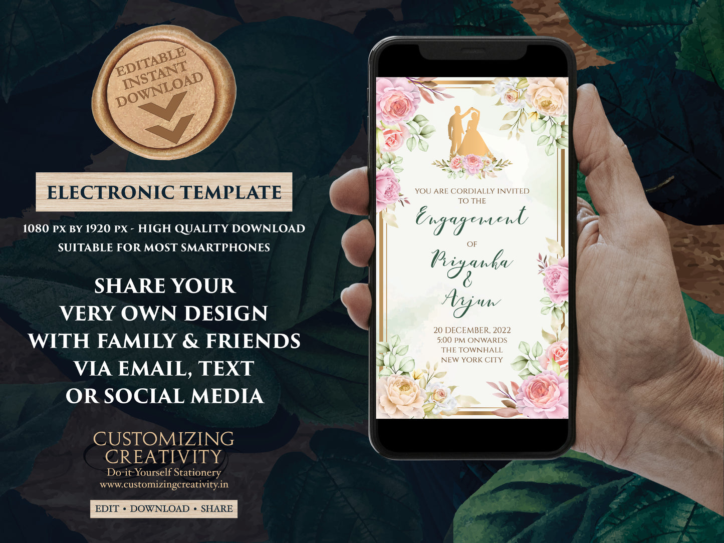 Engagement invitation as Ring Ceremony invites, Indian Engagement invites & Digital Roka Cards, Ring Ceremony invitation as Engagement card