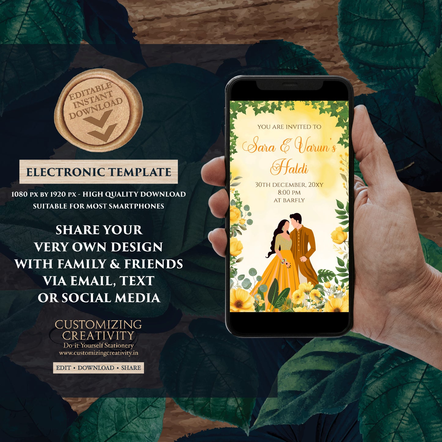 Haldi invitations Digital Haldi invites, Mayoun invitations & Mehndi invitations, Digital Mayoun invites as Dholki invitations Mehndi invite