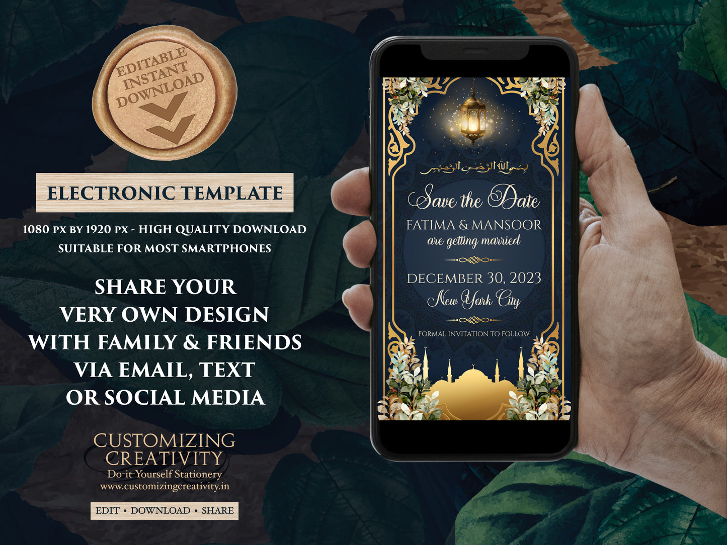 Nikkah Save the dates as Muslim Save the Date digital, Nikah Save the date Muslim as Digital Nikah invites, Islamic Save the date Pakistani