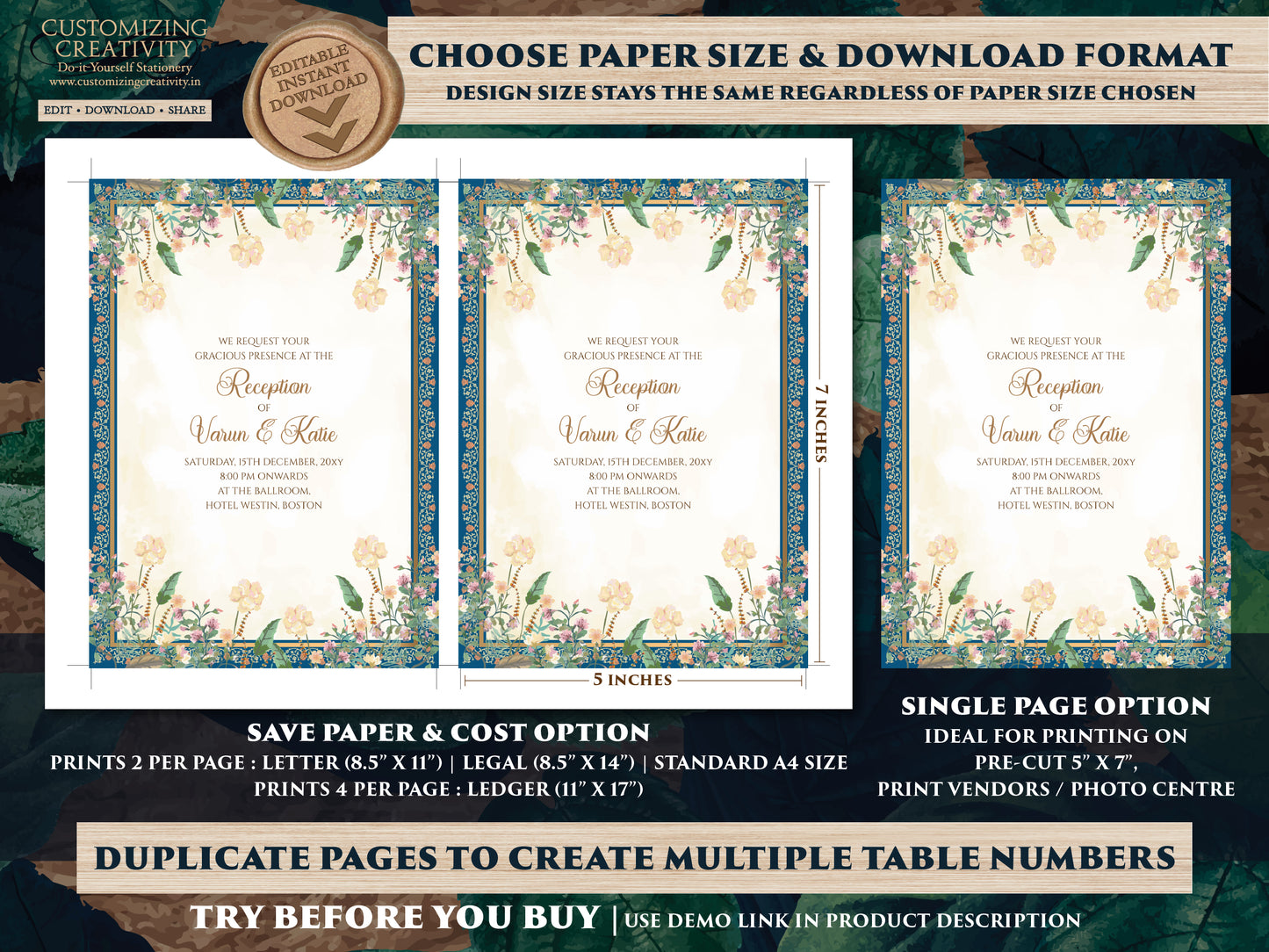 Digital Indian Wedding invite as Indian wedding card, Indian wedding invitation as Hindu wedding cards, Digtial Hindu Wedding Invitation