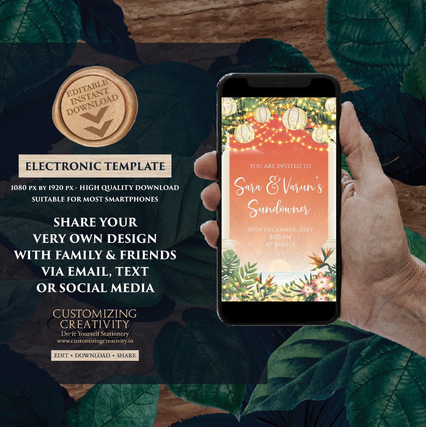 Indian Wedding After Party invite Digital Wedding Cocktail invite, Indian Youngsters Party invite & Digital Indian Cocktail Party invitation