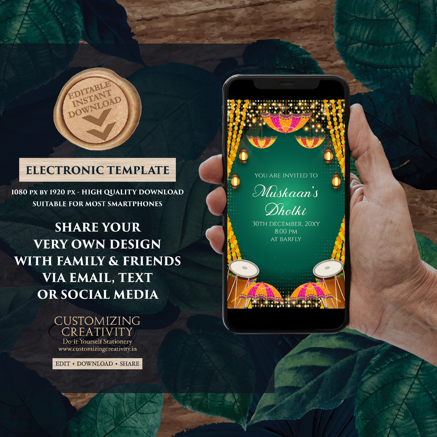 Mehndi invitation Muslim Mehndi invites, Dholki invitations & Digital Dholki invites, Mehendi invite as Digital Pakistani wedding invitation