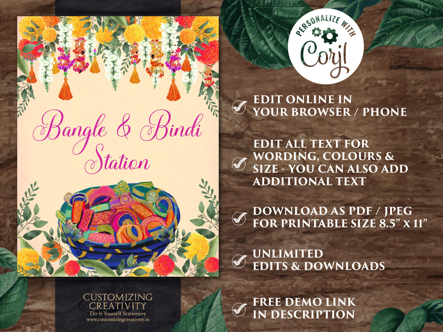 Bangle station signs Bindi Bar signs, Bindi station sign Bangle bar sign Mehndi decoration, Mehndi decor as Haldi decor & Food station sign