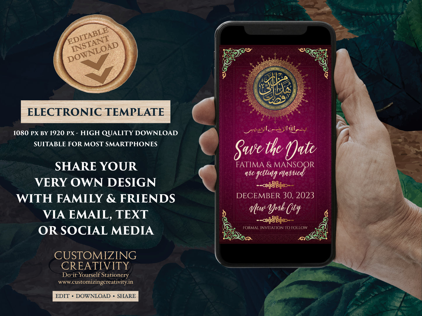 Muslim Save the Date as Nikah Save the date, Digital Nikah invites & Islamic Save the date, Muslim invitations as Pakistani invites Islamic
