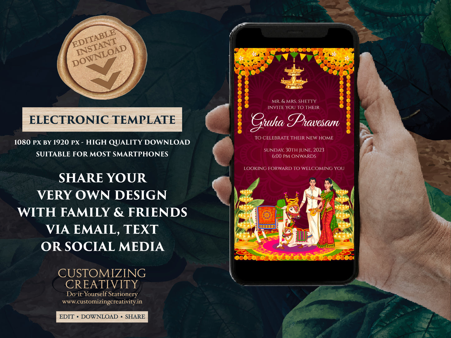 Gruha pravesh invite & Griha pravesh invite, Housewarming invite as Gruhapravesam invitation, Indian Housewarming invitation as Pooja invite