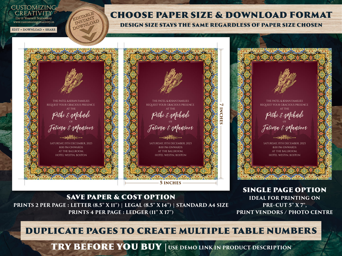 Digital Muslim Invitation Islamic & Nikkah Invitation, Pakistani Wedding Invitation as Digital Nikah Invite, Muslim Nikkah cards Pakistani
