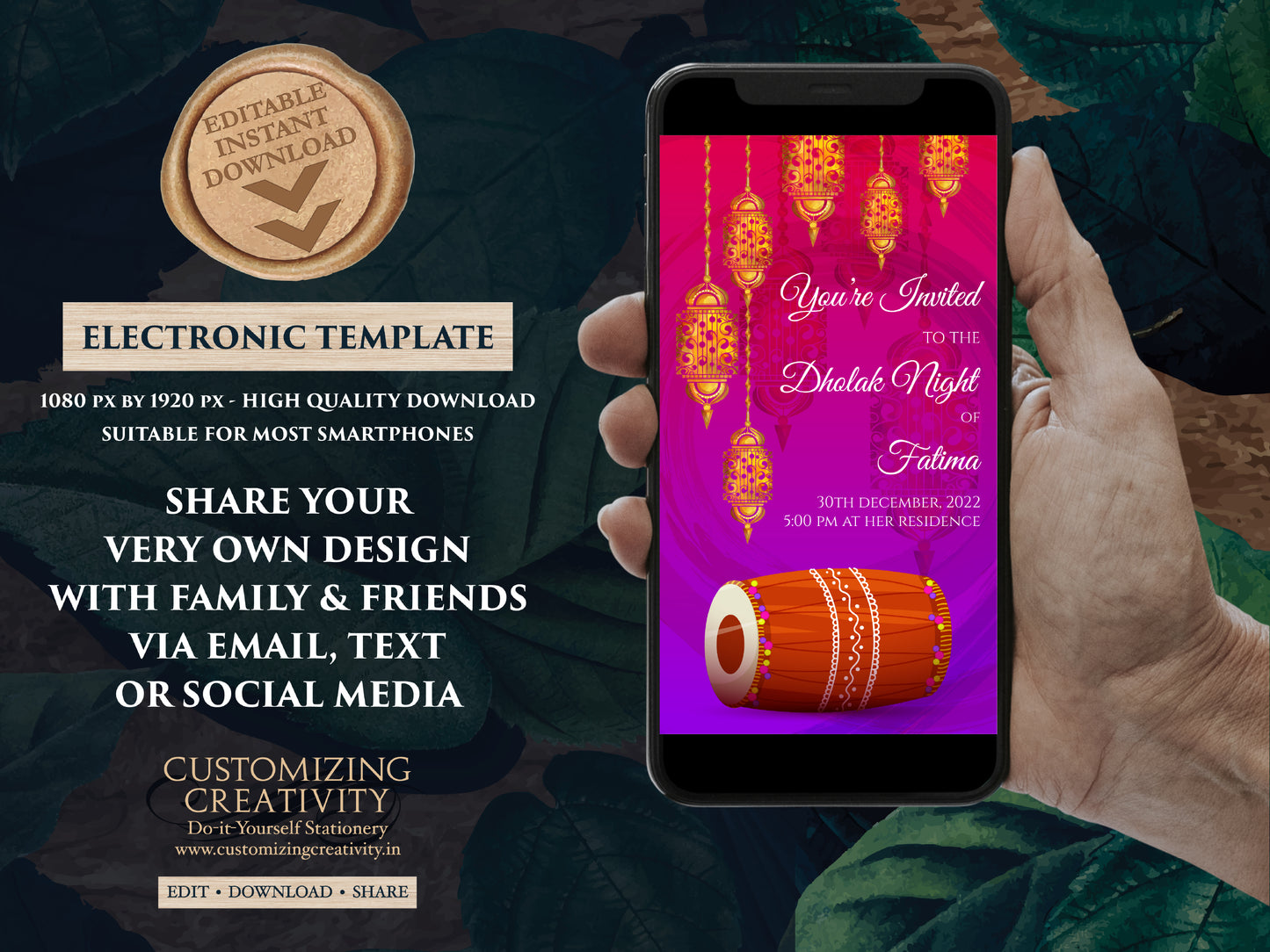 Muslim Dholki invitations, Dholak invitation & Dholki Invites Digital as Dholak night invitations Muslim, Pakistani Dholak invite electronic
