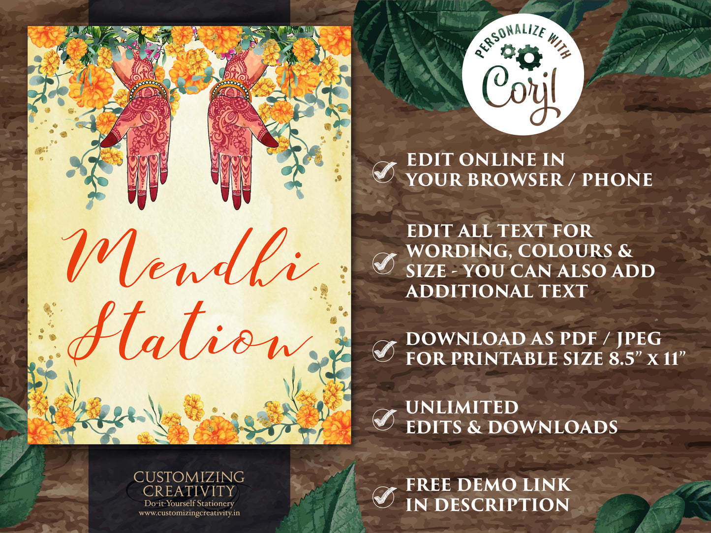 Mehndi decorations Henna station sign, Dholki decoration & Mehndi decor, Indian Wedding decor as Mehndi sign, Mehendi decoration Desi decor