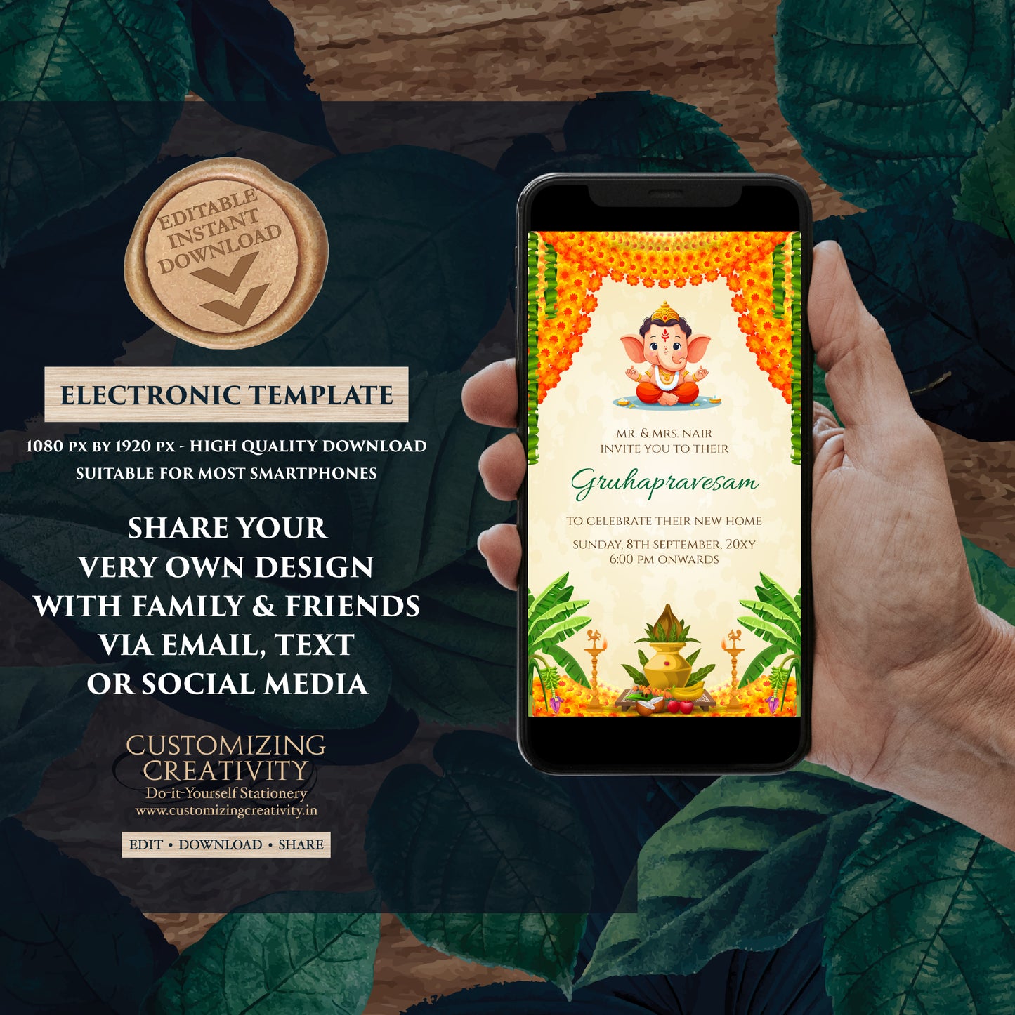 Gruhapravesham invite Grihapravesh invitation, Tamil Housewarming invite & Digital Indian Housewarming invitation Gruhapravesam invite