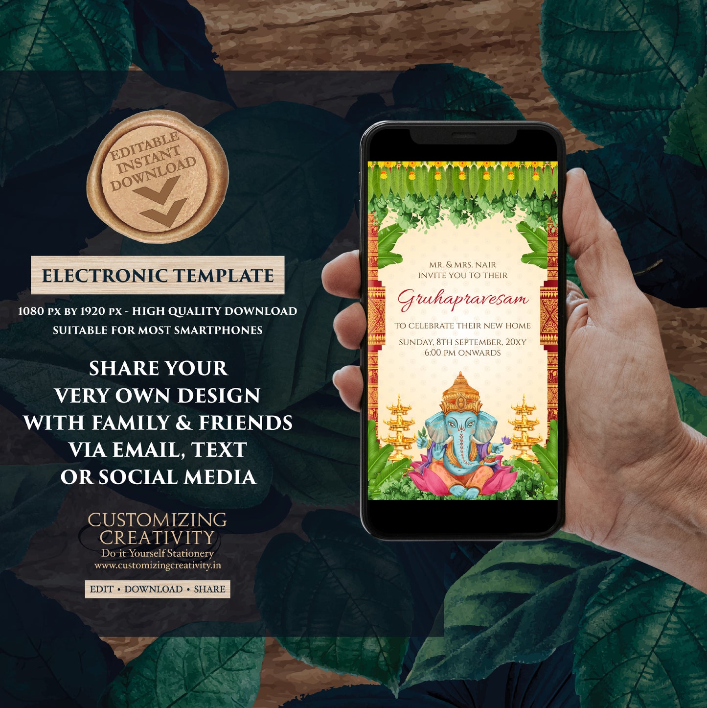 Gruhapravesam invite Grihapravesh invitation, Tamil Housewarming invite & Digital Indian Housewarming invitation Gruhapravesham invite