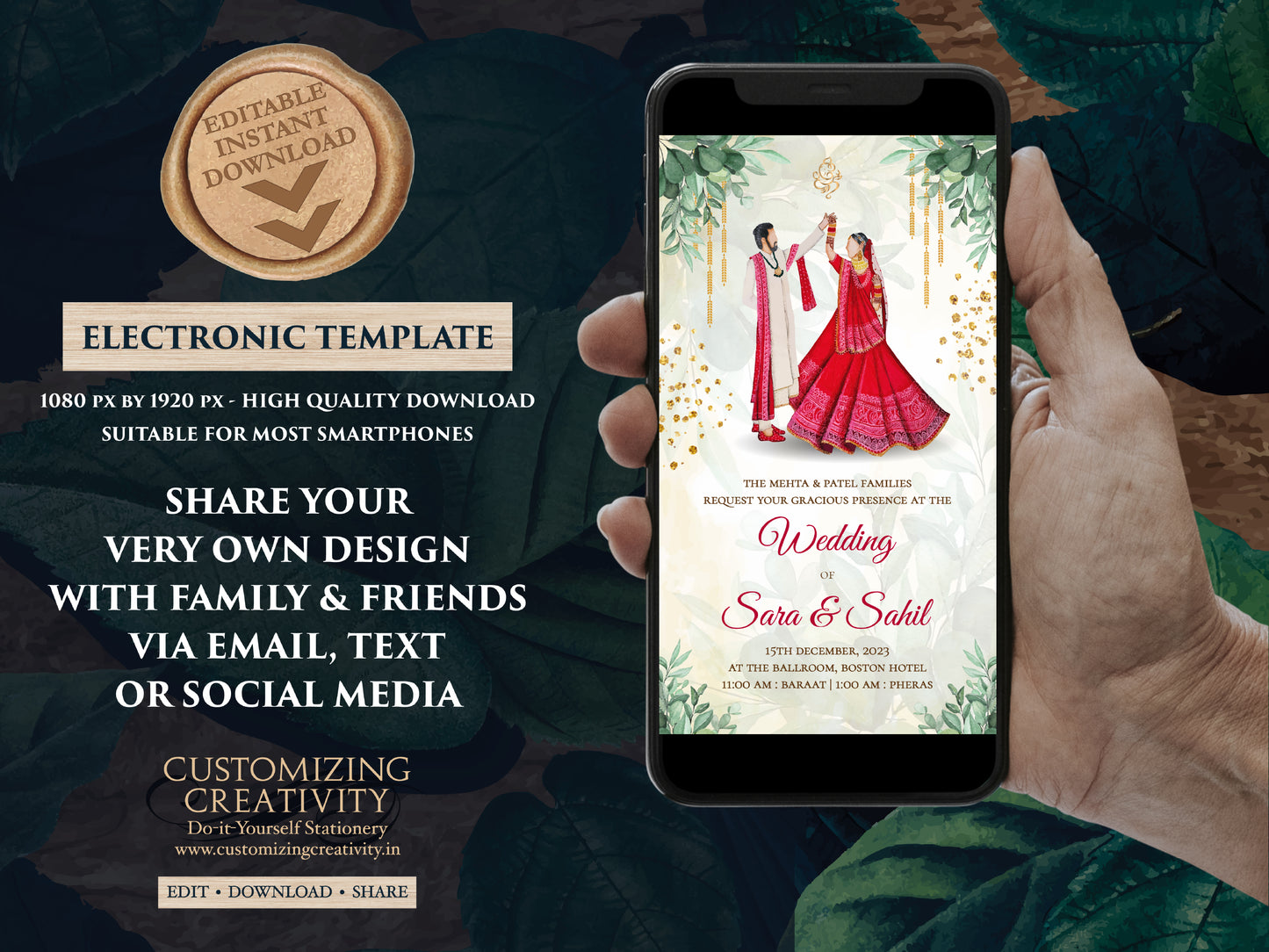 Hindu invitations as Hindu wedding invites, Indian Wedding cards & Indian invitations, Indian Wedding invites as Digital Hindu Wedding cards