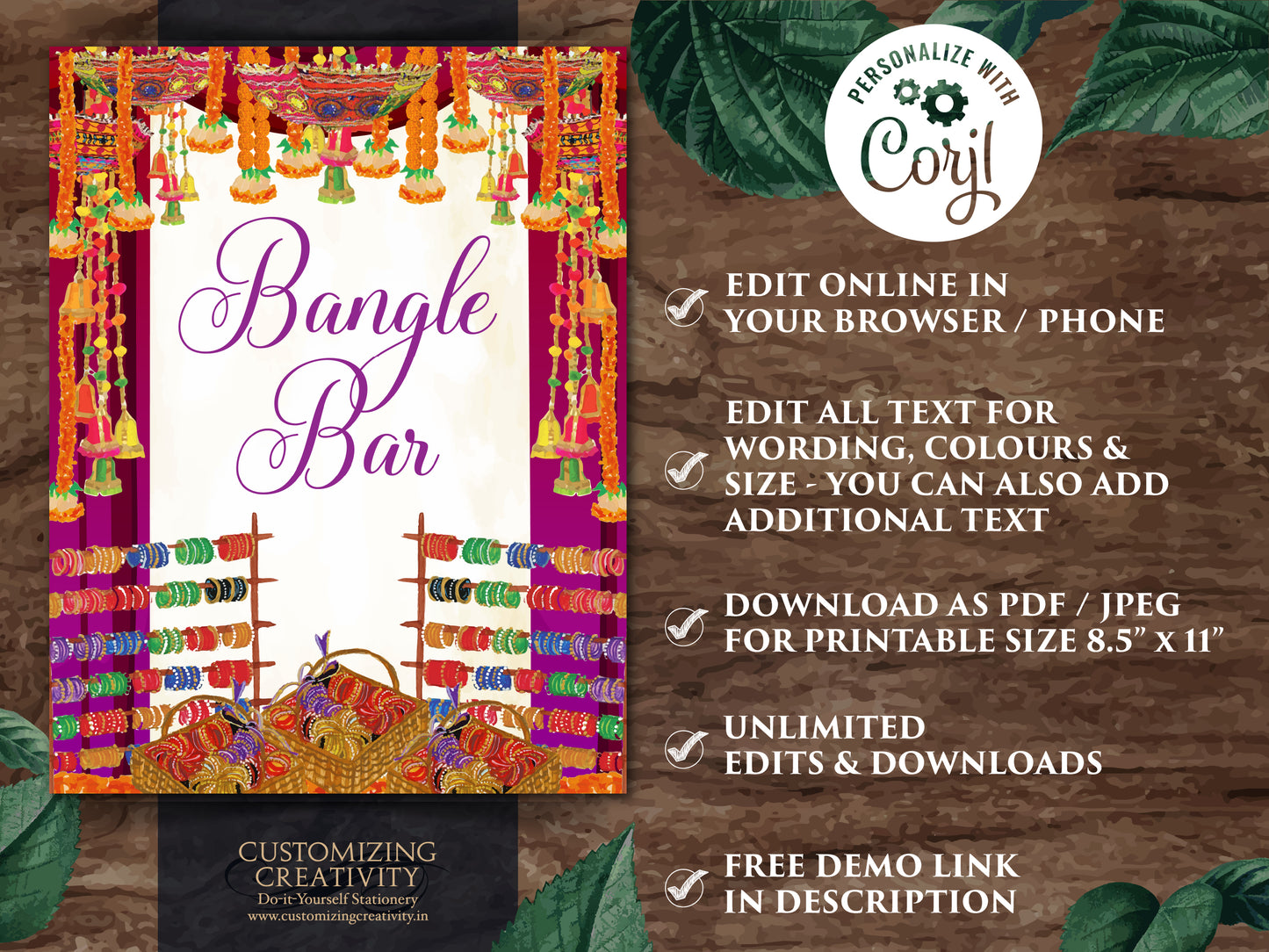 Bangle Bar signs Desi Wedding decor, Bangle decoration & Henna station sign Dholki decor, Mehndi decor as Dholki decor, Bindi station sign