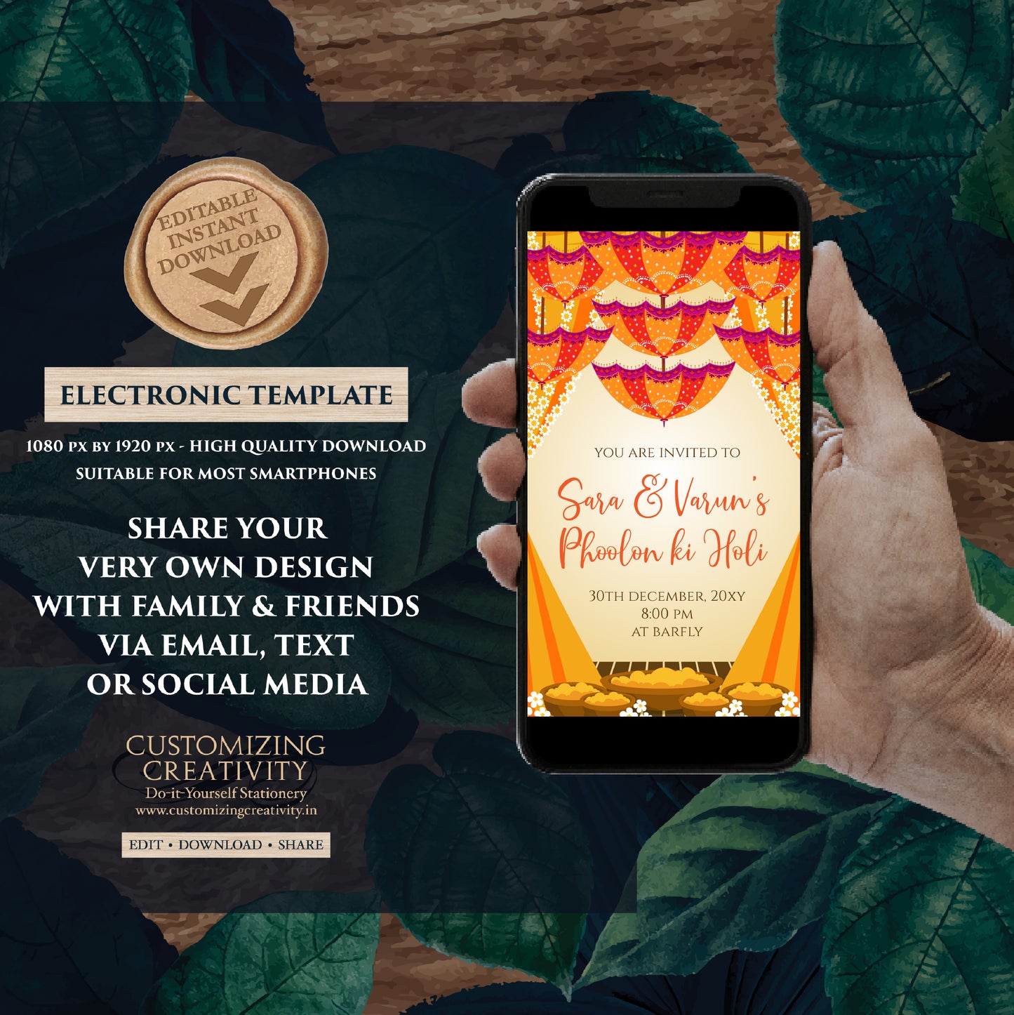 Haldi invitations Digital Haldi invites, Pithi invitations & Mehndi invitations, Digital Pithi invites as Dholki invitations Mehndi invite