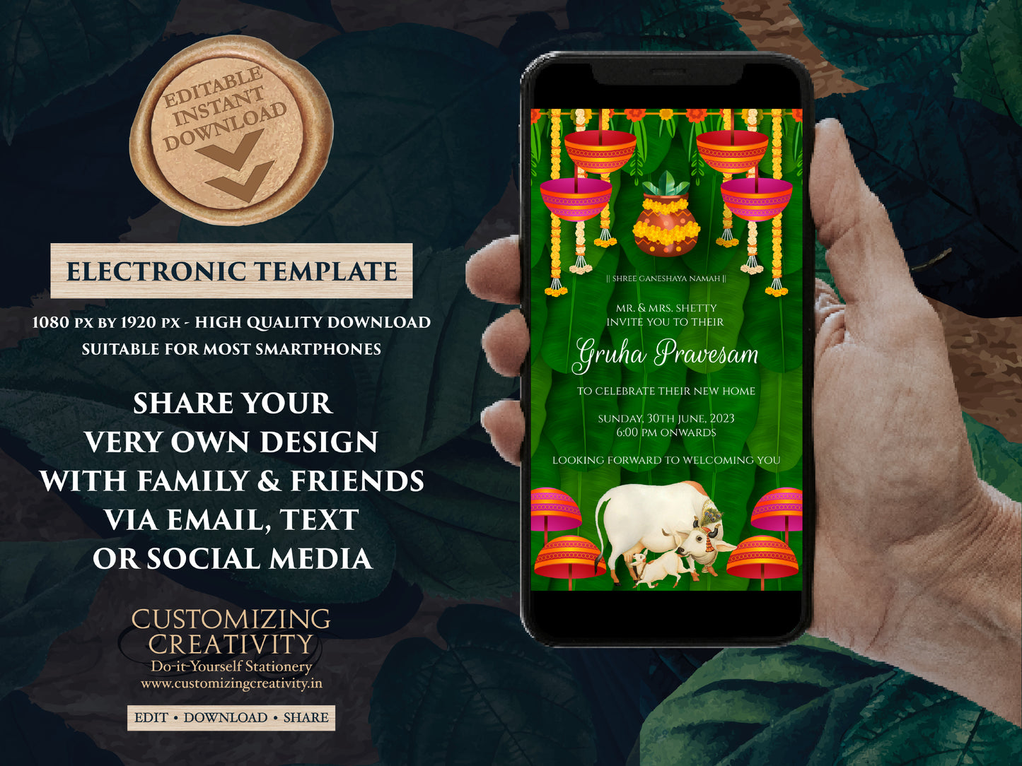 Griha pravesh invite as Gruhapravesam invitation, Pooja invite as Gruha pravesh invite, Housewarming invite & Indian Housewarming invitation
