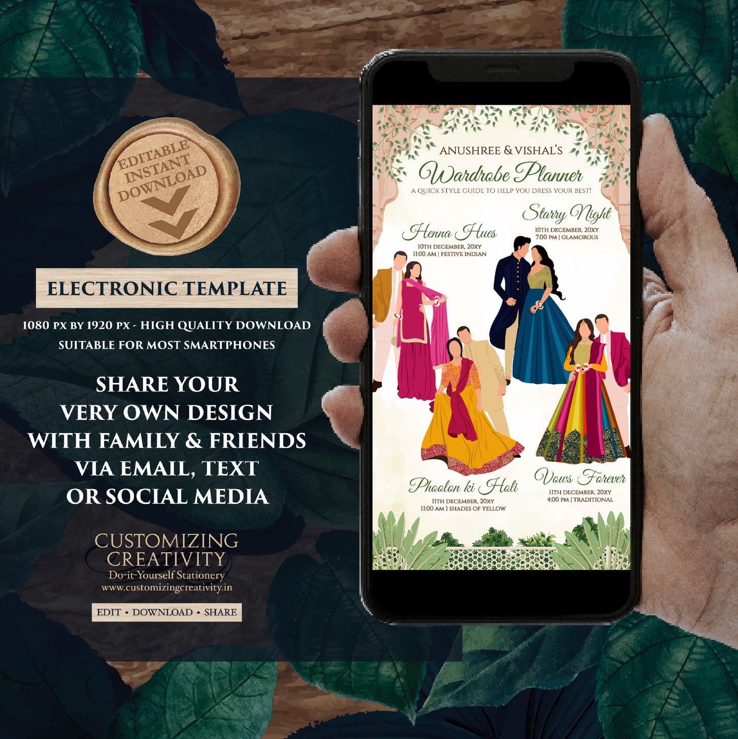 Digital Indian Wedding Wardrobe Planner Hindu Program, Indian Wedding Program & Indian wedding itinerary as Digital Indian wedding Timeline