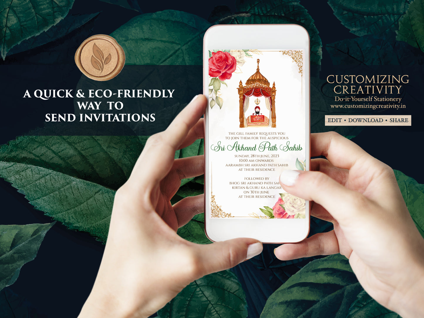 Akhand Path invites Sikh invitations, Sri Akhand Path Sahib invite & Akhand Path invite, Digital Akhand Sahib card as Akhand Paath cards