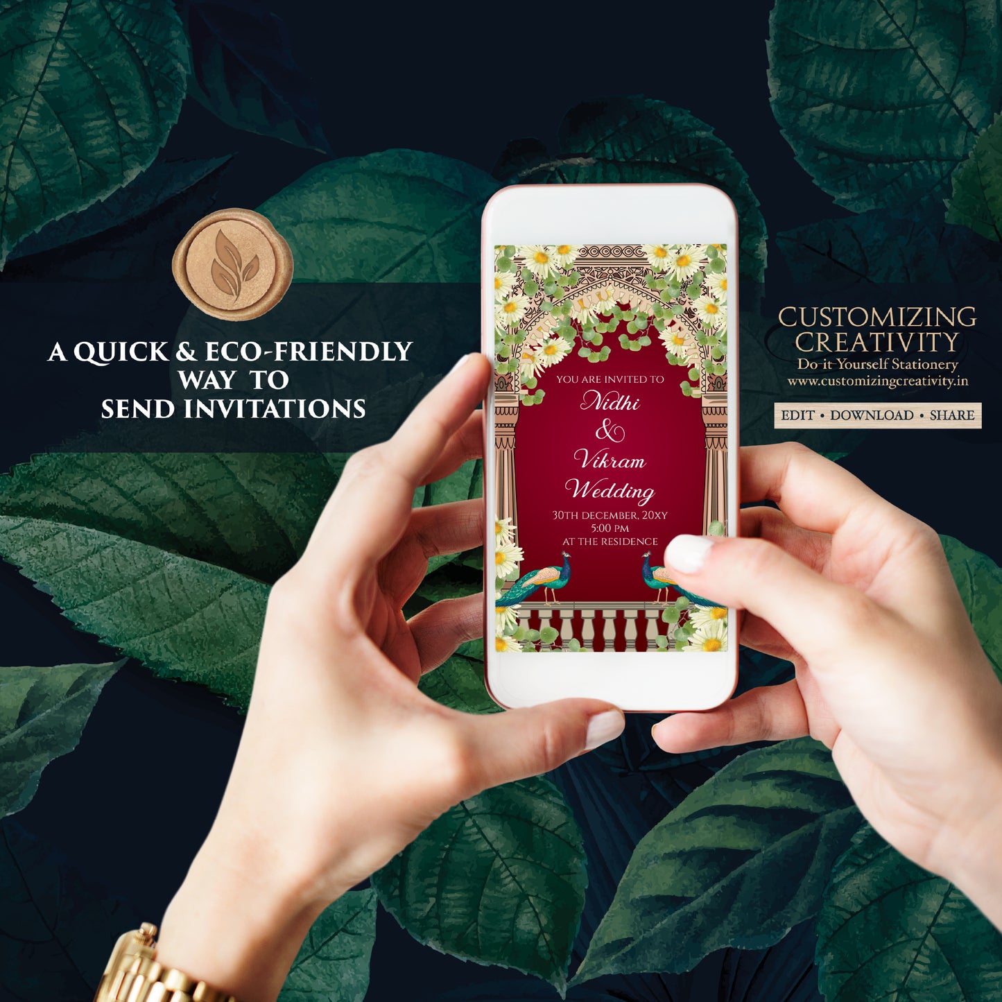 Digital Hindu Wedding invite Indian Wedding invitation, Hindu invitation as Hindu wedding cards, Indian Wedding card & Indian wedding invite