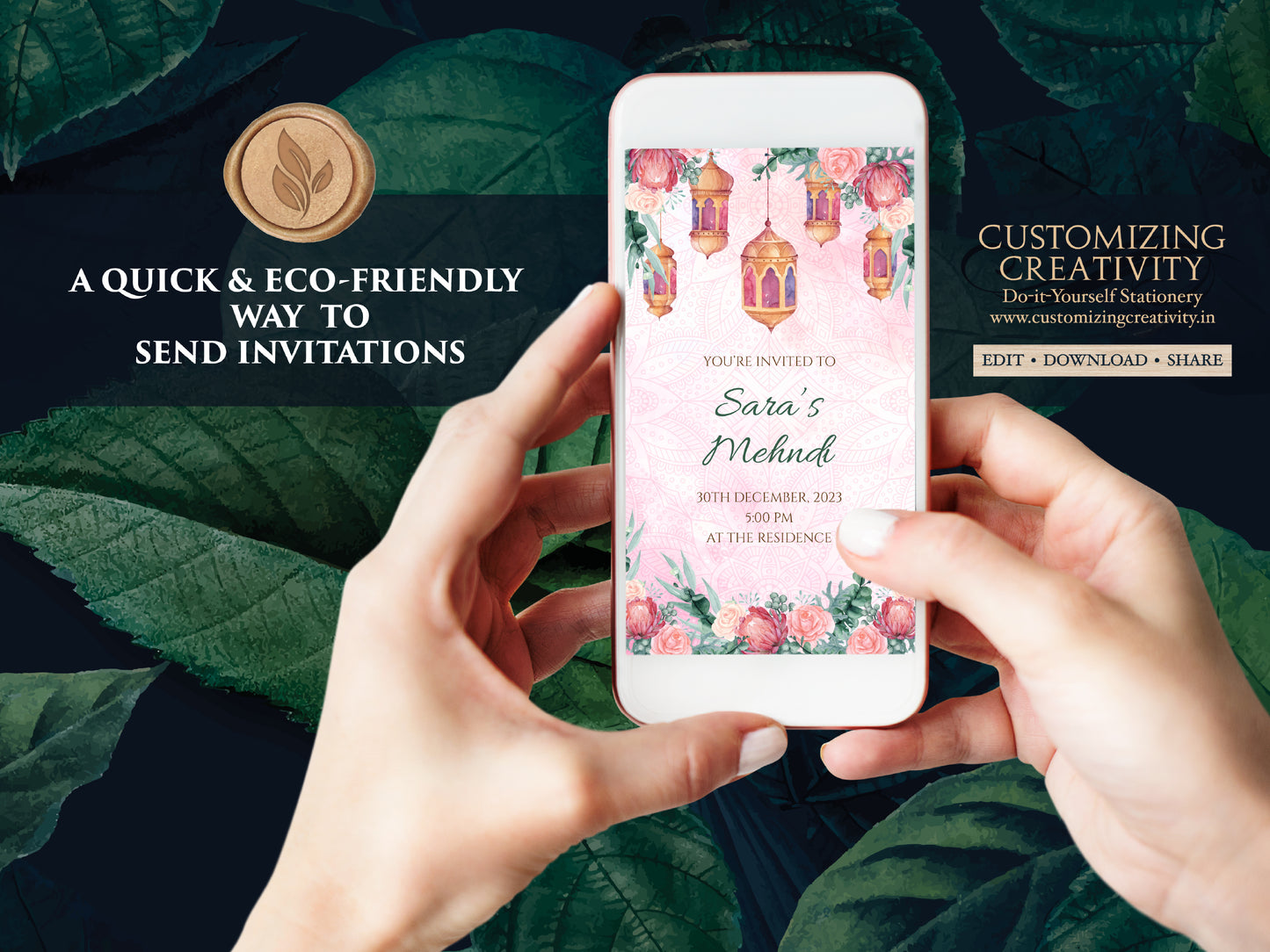 Henna Party invites Mehndi Invites, Mendhi Night invites & Digital Mehndi invites, Mehendi invitations, Mehndi invitations as Mendhi invites