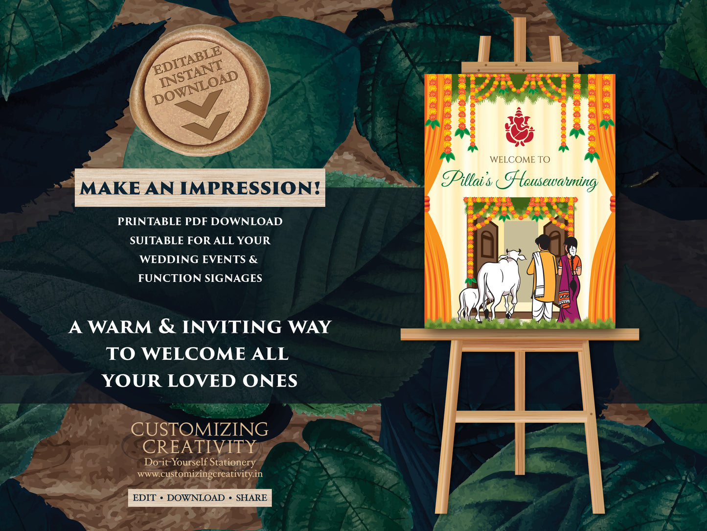 Indian housewarming welcome board Housewarming poster, Indian Housewarming welcome sign & Gruhapravesham sign, Grihapravesh welcome sign