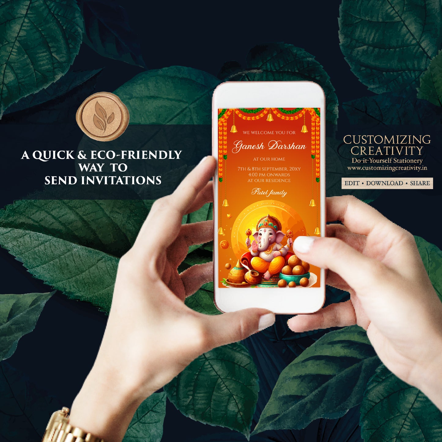 Ganpati darshan invite card Ganesh pooja invitation, Ganesh invitations Digital Ganpati invites Ganesh Chaturthi card as Ganpati invitations