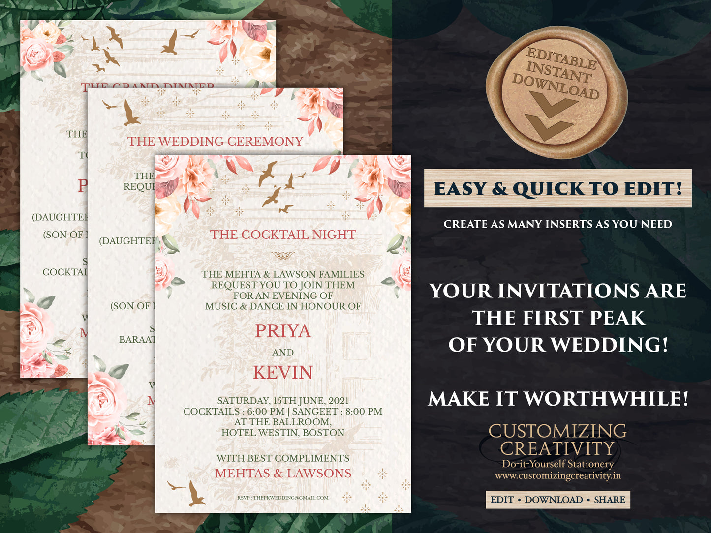Anand Karaj Invites & Sikh Wedding cards, Anand Karaj Wedding invites electronic Sikh, Sikh Invitations digital as Indian Wedding cards Sikh