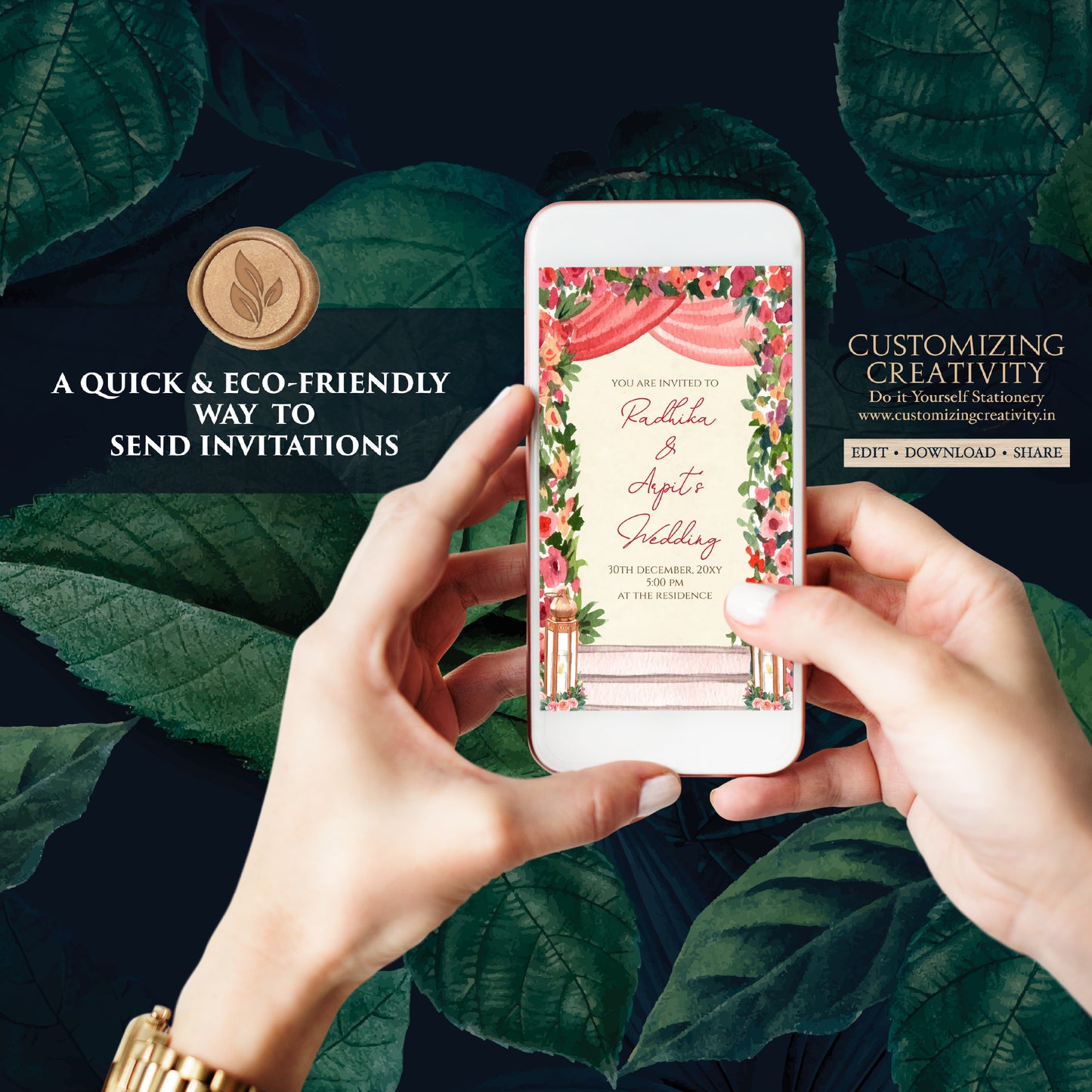 Digital Hindu invitation Indian wedding cards, Indian Wedding invite & Hindu Wedding card, Indian Wedding invitation as Hindu wedding invite