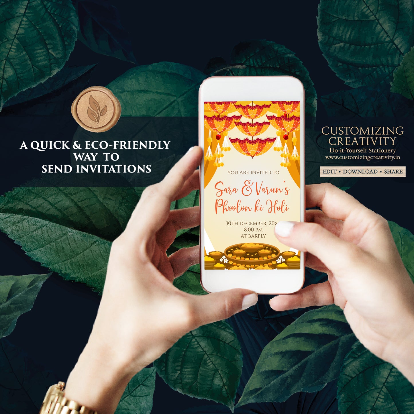Digital Mayoun invites as Dholki invitations Mehndi invite, Haldi invitations Digital Haldi invites, Mayoun invitations & Mehndi invitations
