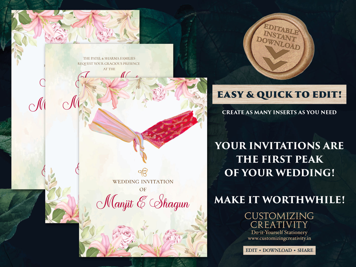 Sikh wedding cards Punjabi invitations, Anand Karaj invitations & Sikh wedding invitations, Punjabi wedding cards as Anand Karaj invites