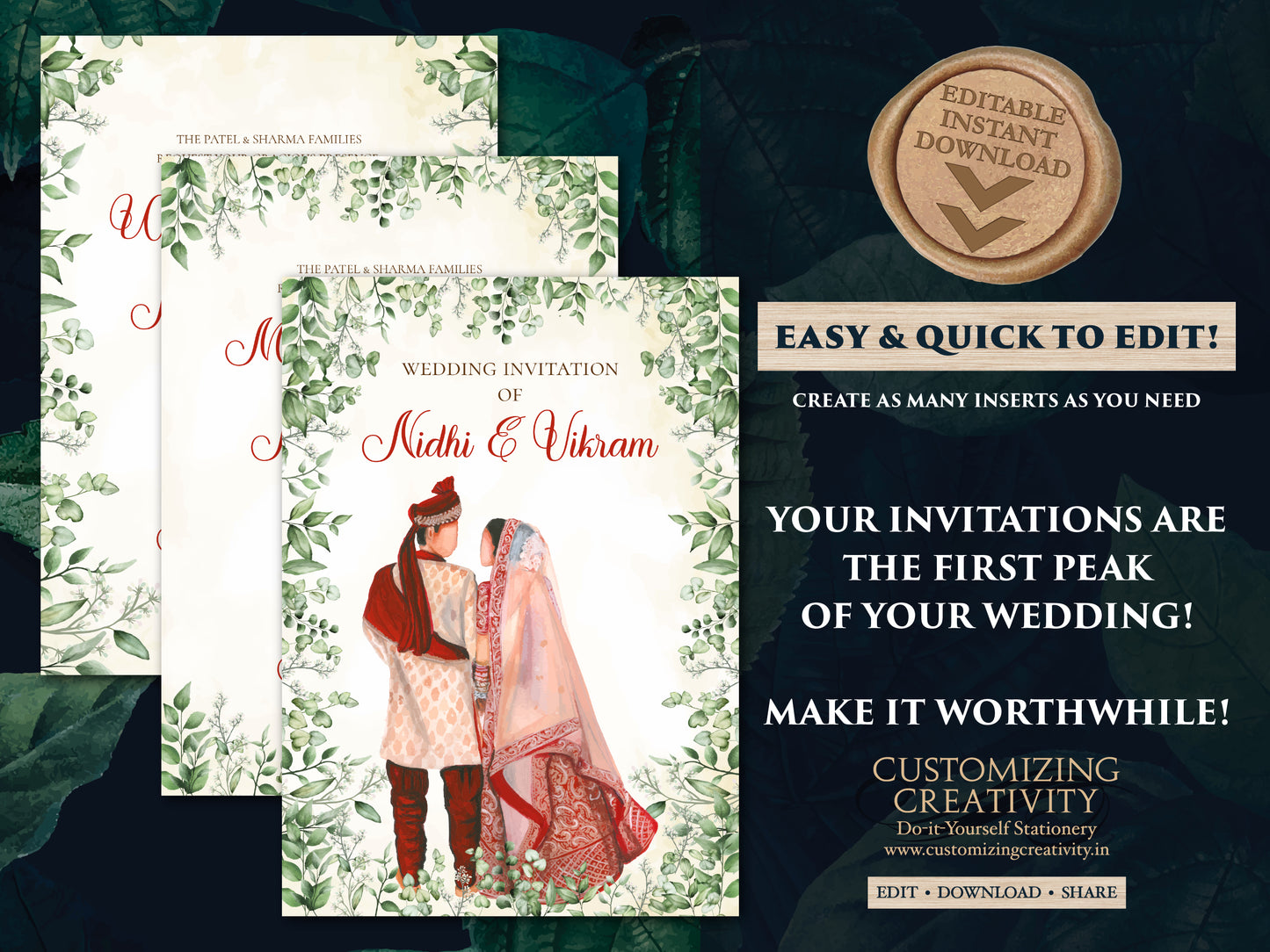 Indian wedding card Wedding invite Indian, Indian wedding invitation as Indian Wedding invite, Hindu invitation & Hindu Wedding Invitation