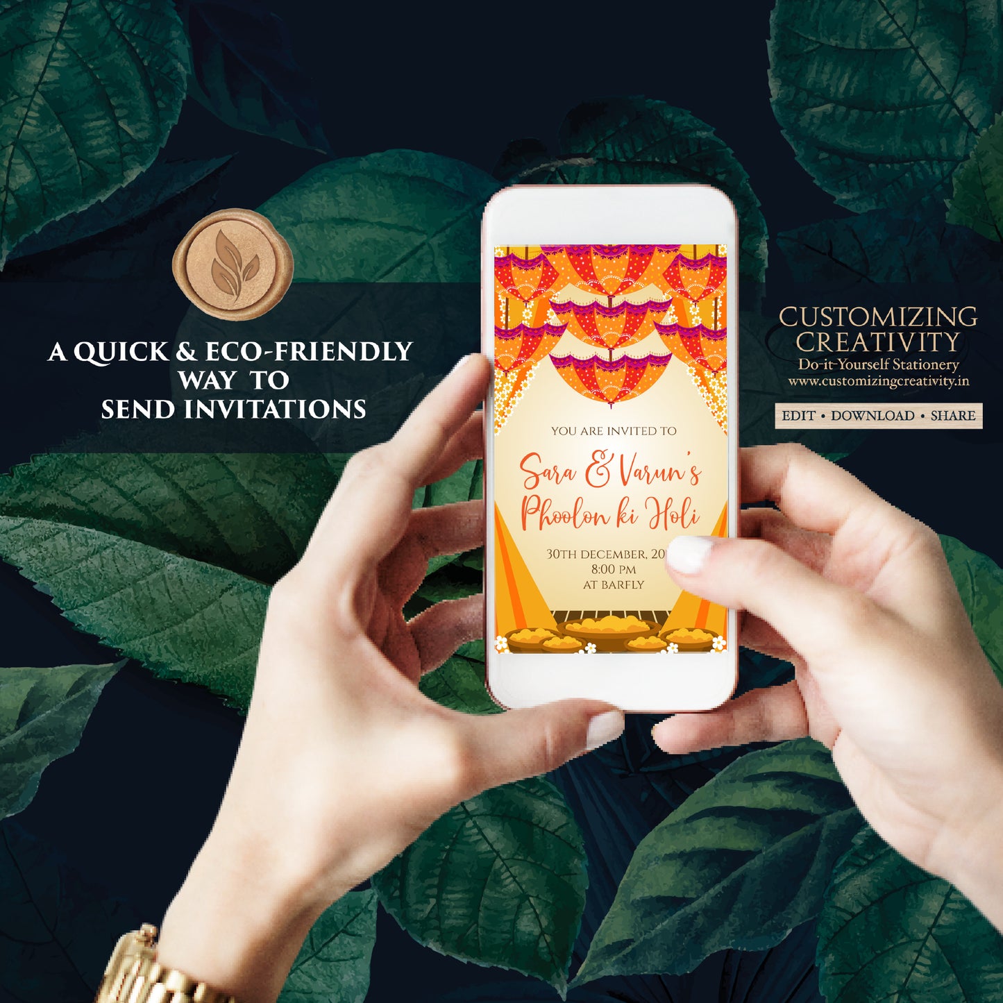 Haldi invitations Digital Haldi invites, Pithi invitations & Mehndi invitations, Digital Pithi invites as Dholki invitations Mehndi invite