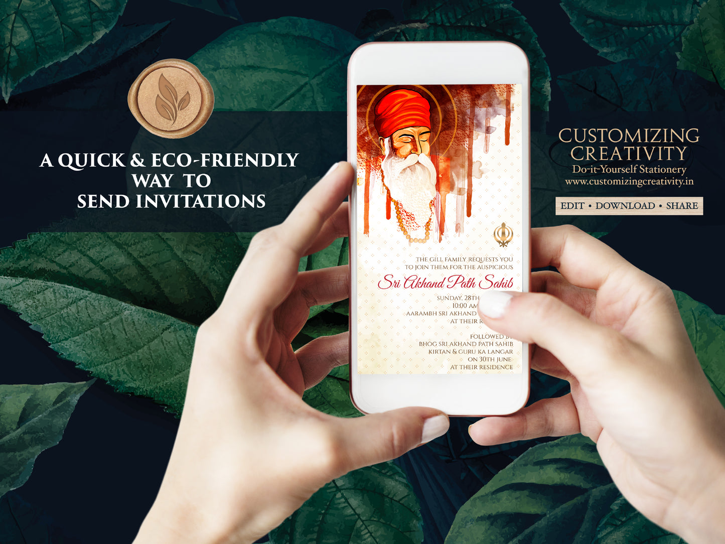 Digital Akhand Path invite & Sri Akhand Path Sahib invite, Sikh invites as Akhand Path card, Digital Akhand Sahib card as Akhand Path invite