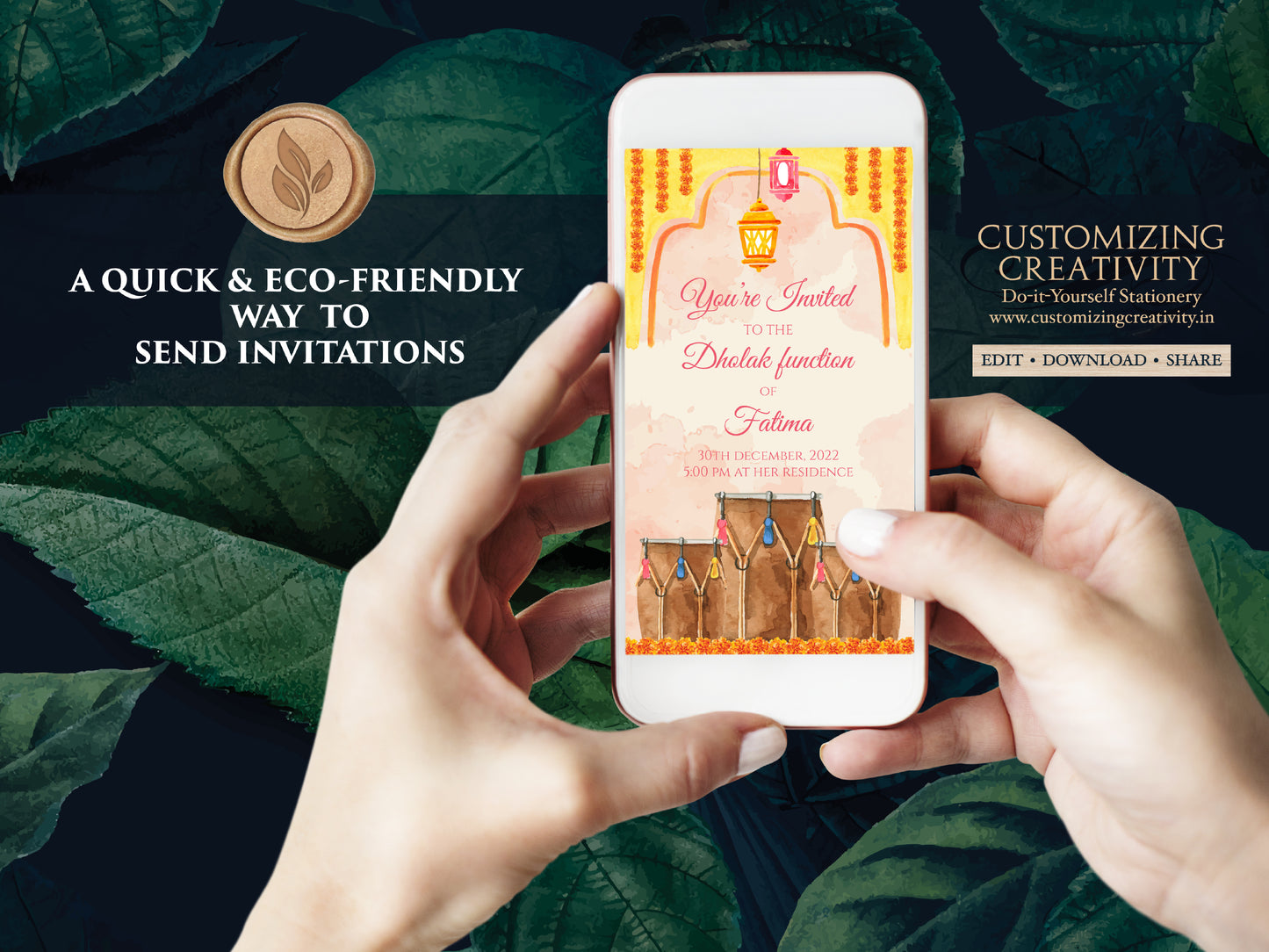 Dholak invitation & Dholki Invites Digital as Dholak night invitations Muslim, Wedding Dholak invite electronic, Wedding Dholki invitations