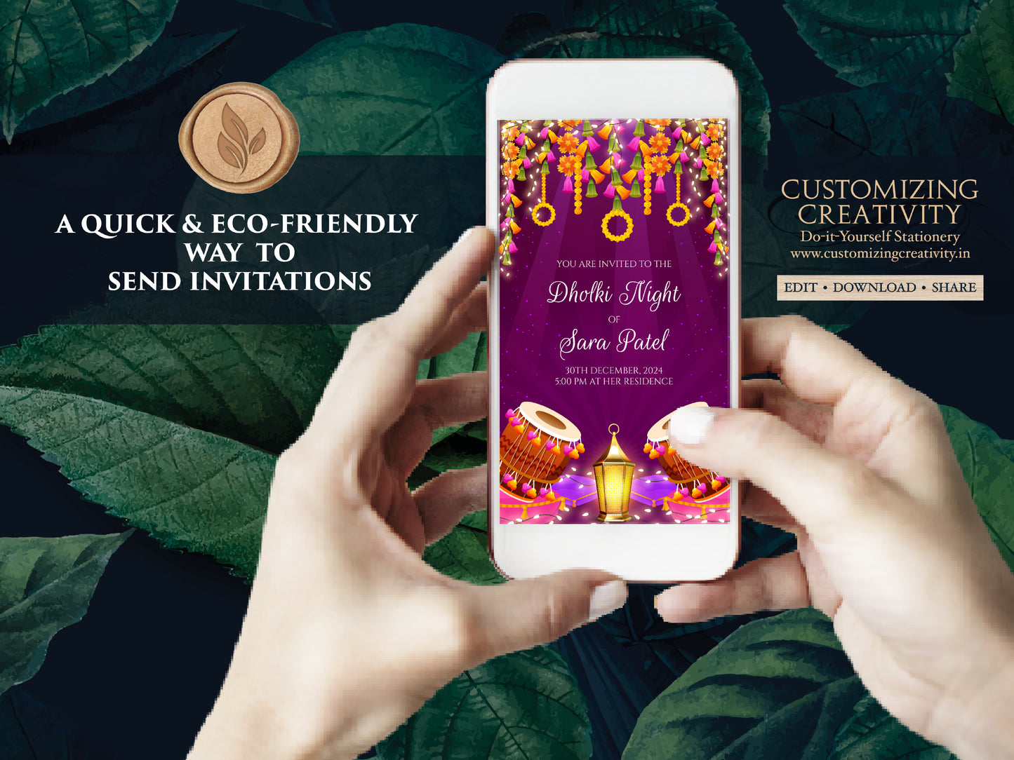 Muslim Dholki cards & Digital Dholki invites, Pakistani wedding invites as Muslim wedding invites, Mehndi invitations as Dholki decorations